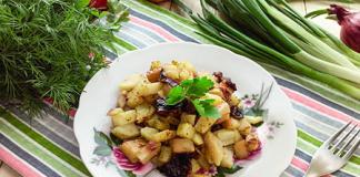 Kartupeļi ar žāvētām plūmēm - ļoti vienkārša un garšīga recepte